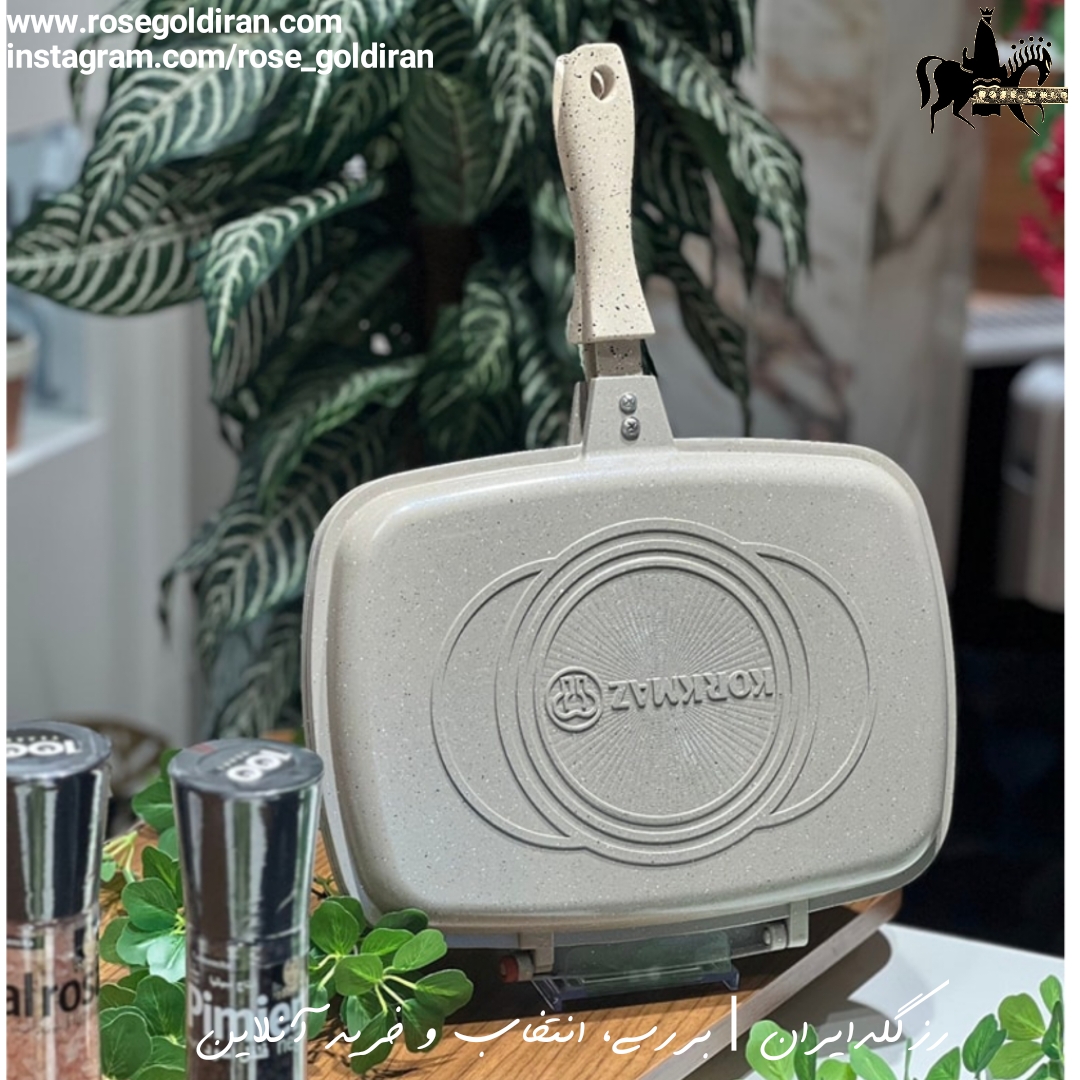 تابه گریل دوطرفه نچسب کرکماز مدل دوپلو سایز 25×34سانتی متر (بژ)