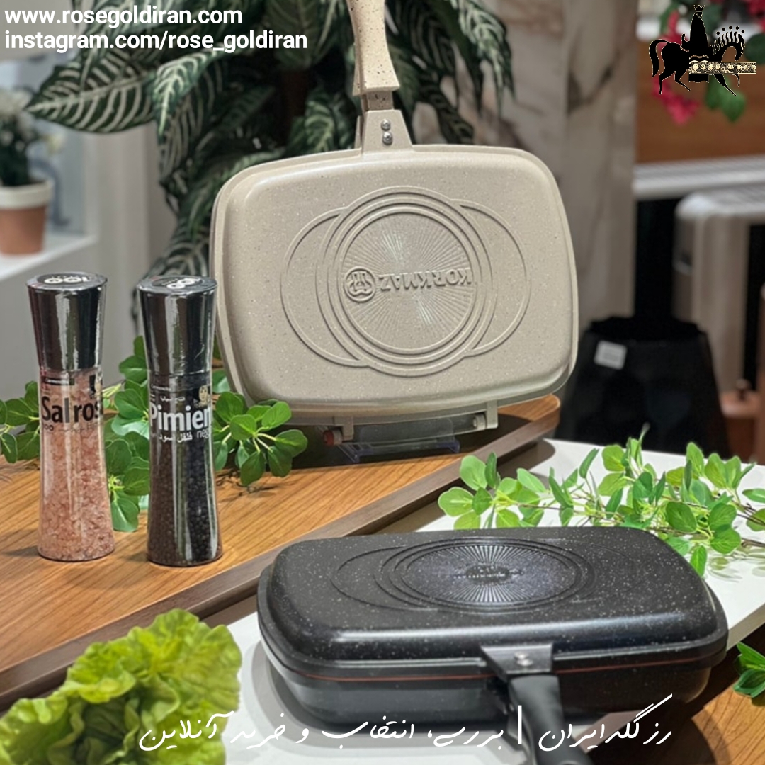 تابه گریل دوطرفه نچسب کرکماز مدل دوپلو سایز 25×34سانتی متر (بژ)