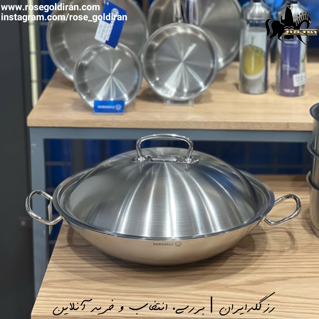 تابه وک دو دسته سایز 36 (درب دار) استیل کرکماز مدل پرولاین