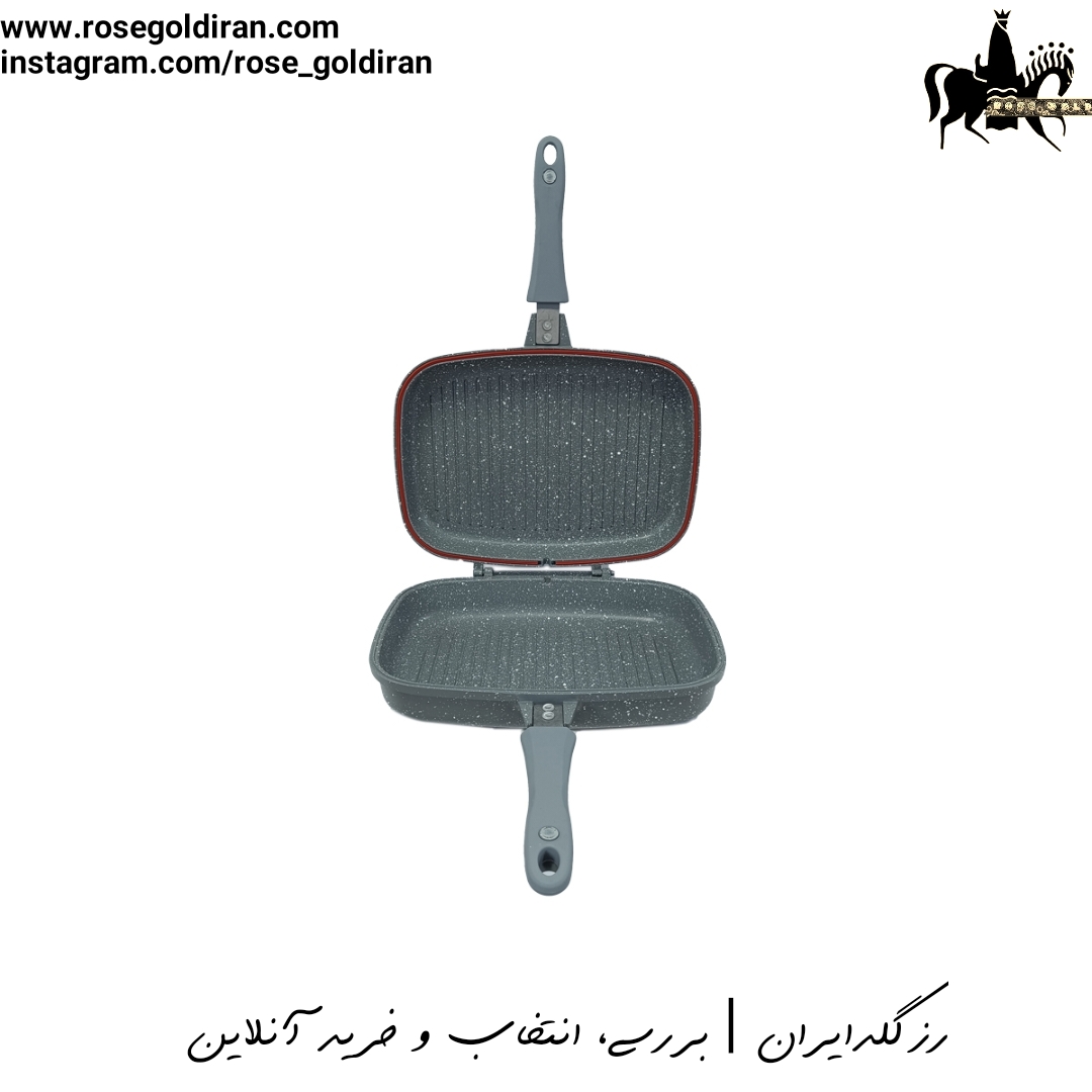 تابه گریل دوطرفه نچسب ریوالد مدل یورک سایز 34 سانتی متر (طوسی)