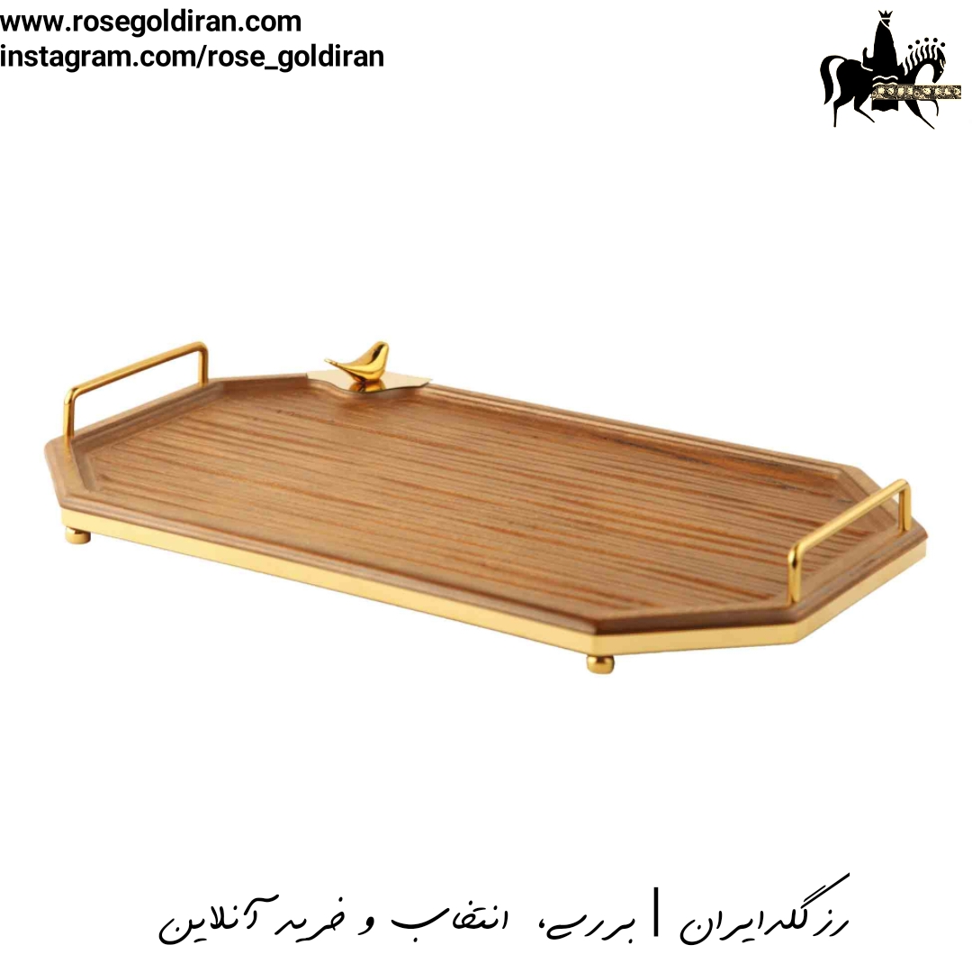 سینی شش ضلعی چوبی بزرگ طرح دریا