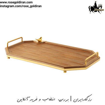 سینی شش ضلعی چوبی بزرگ طرح دریا