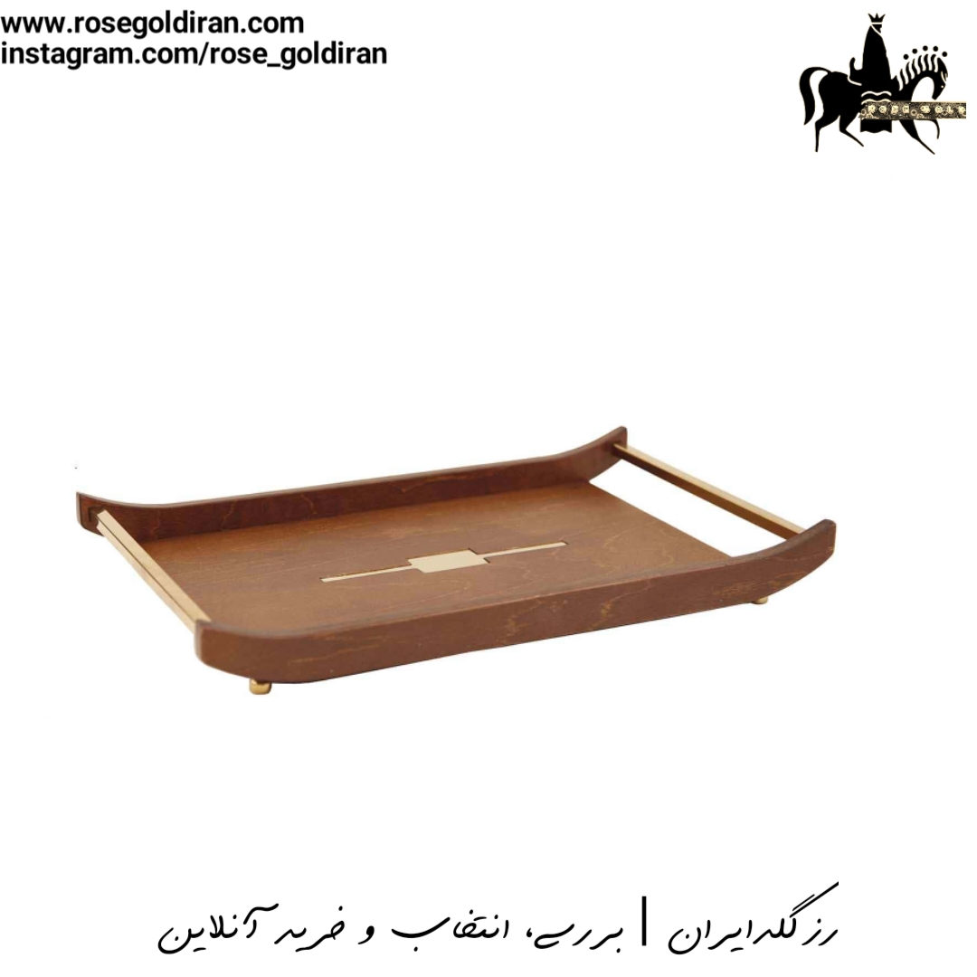 سینی مستطیل چوبی طرح نگین - متوسط