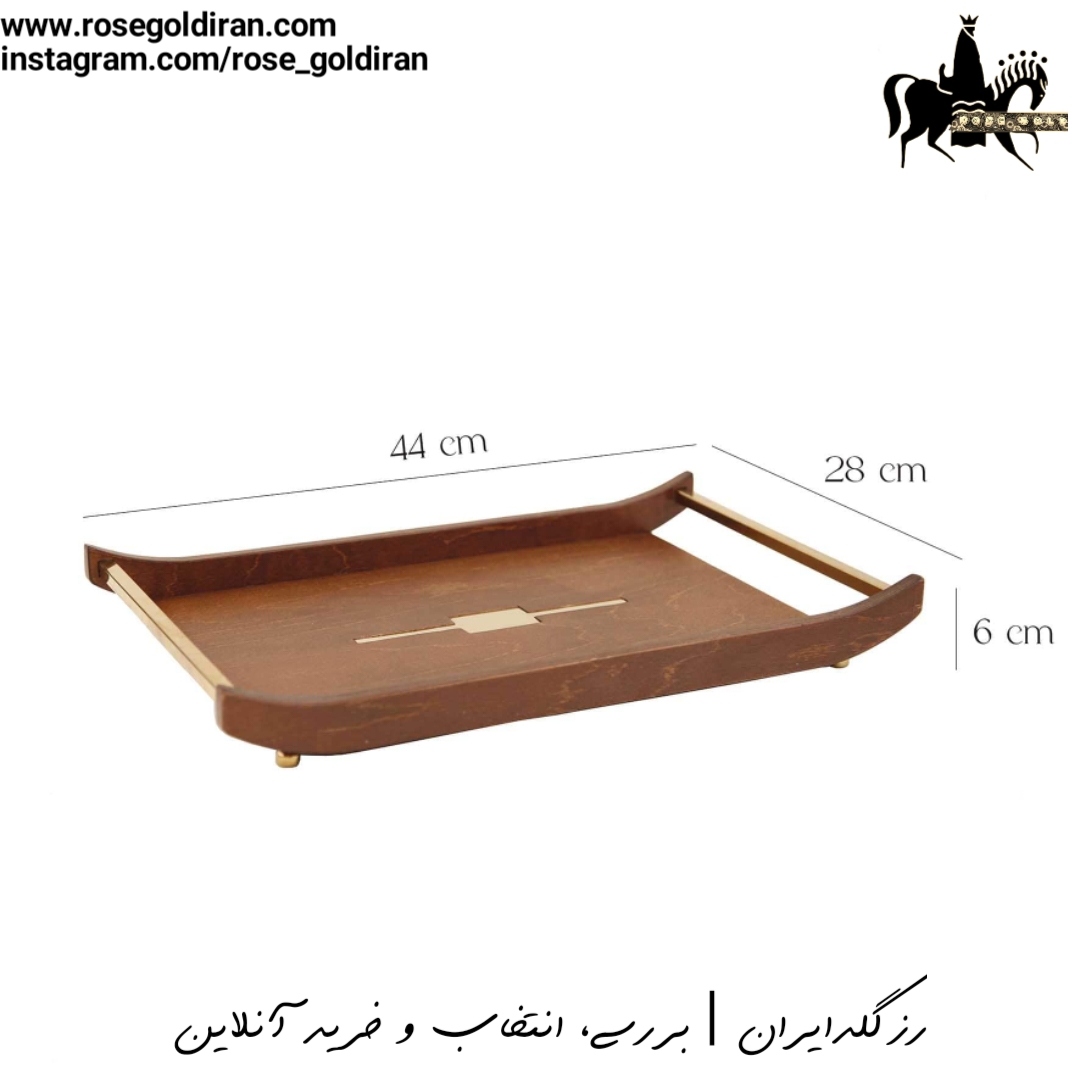 سینی مستطیل چوبی طرح نگین - متوسط