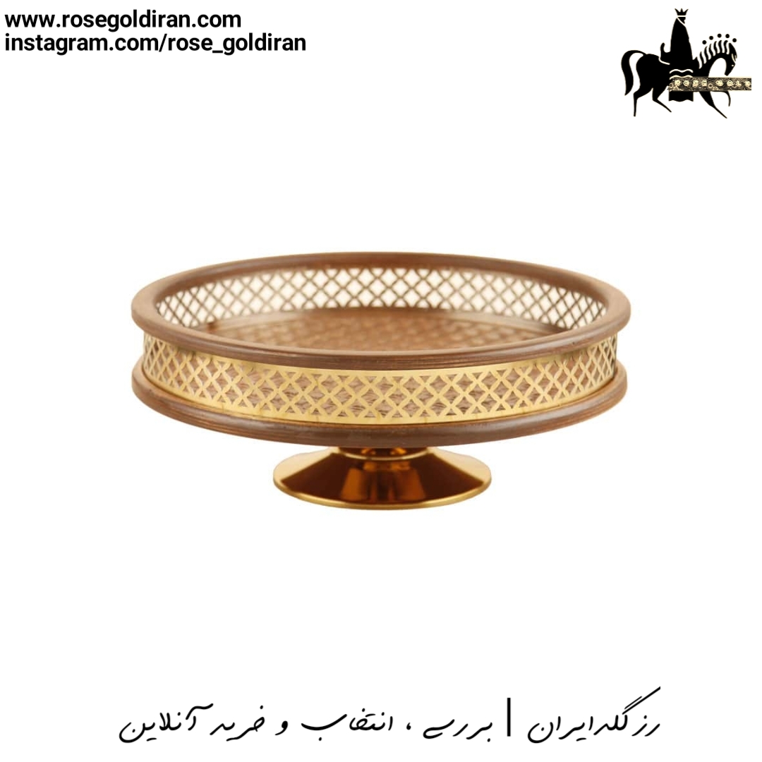 شیرینی خوری چوبی گرد پایه دار طرح خشتی