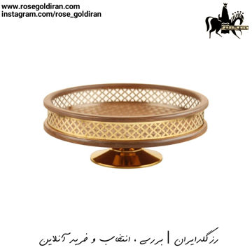 شیرینی خوری چوبی گرد پایه دار طرح خشتی