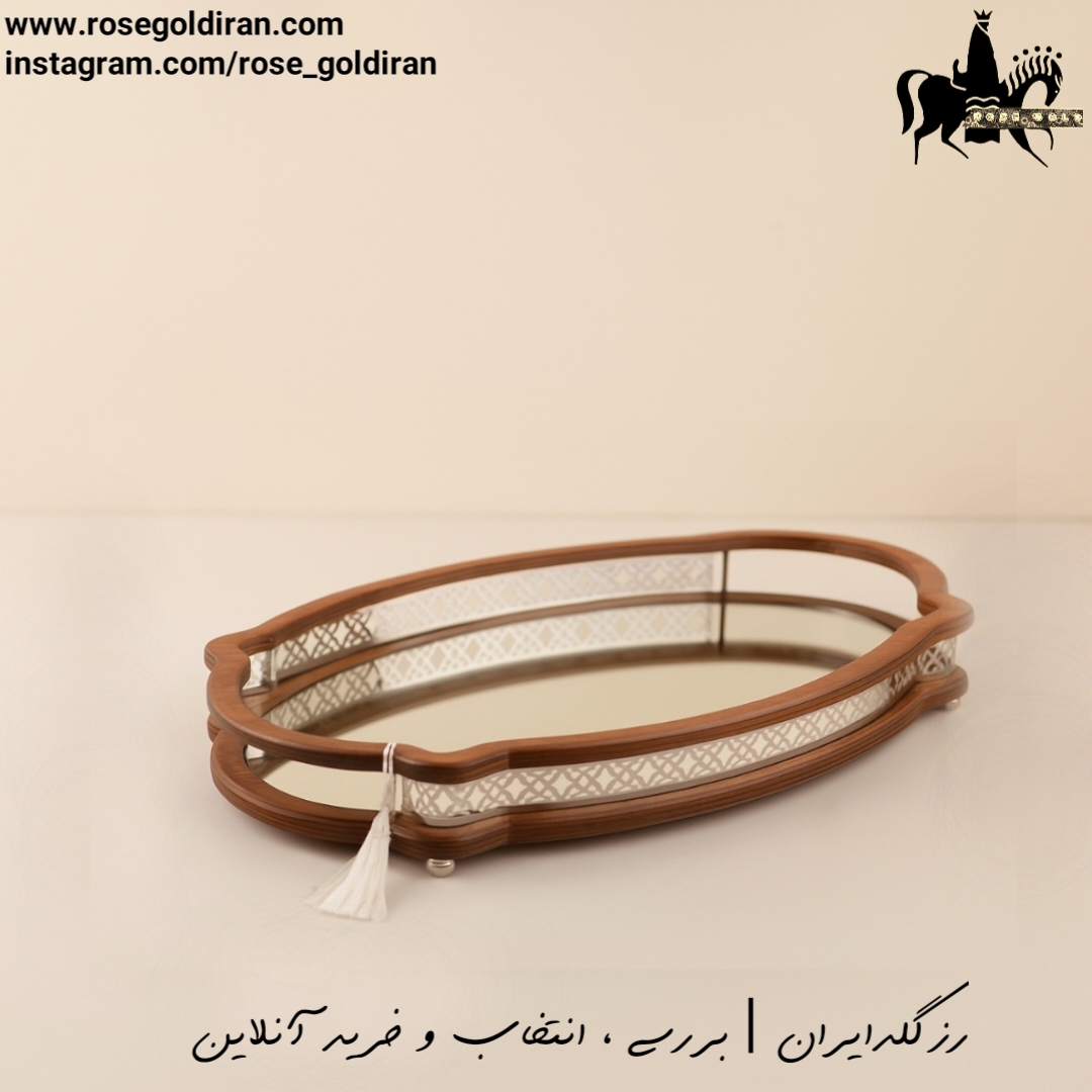 سینی چوبی بیضی کوچک طرح تابان سیلور