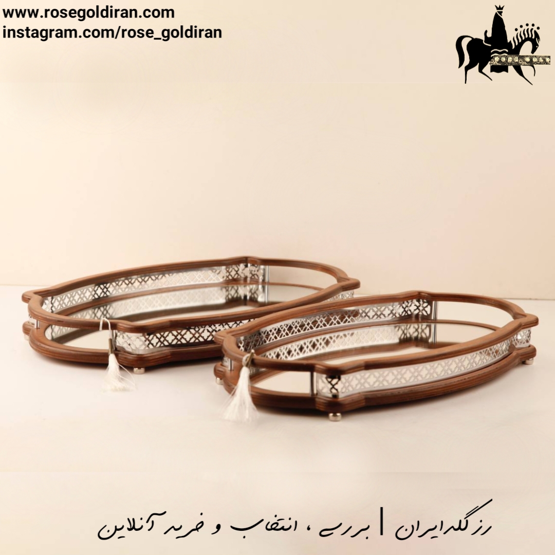 سینی چوبی بیضی بزرگ طرح تابان سیلور