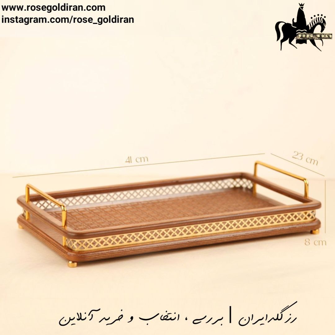سینی مستطیل چوبی کوچک طرح خشتی