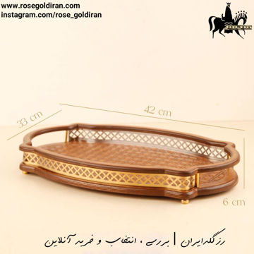 سینی چوبی بیضی کوچک طرح خشتی