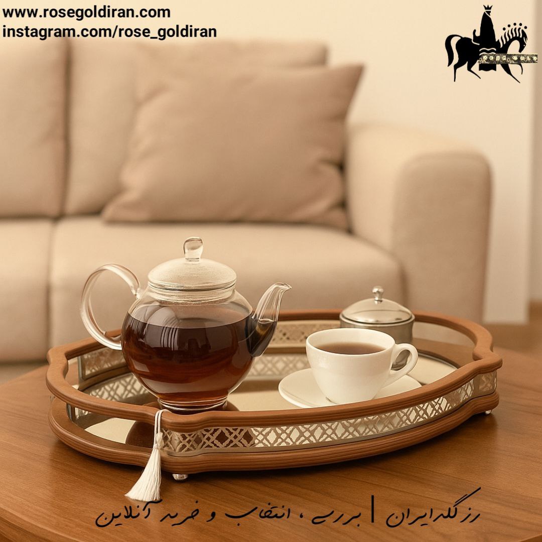 سینی چوبی بیضی بزرگ طرح خشتی