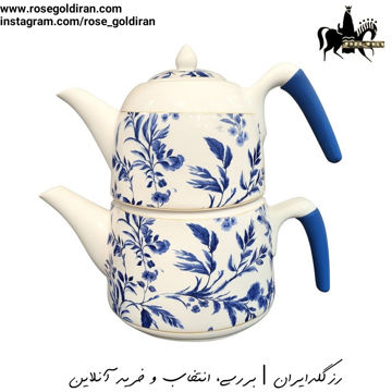 کتری قوری چینی ریوالد مدل بیرمنگام - 2 لیتر -گل آبی کبود