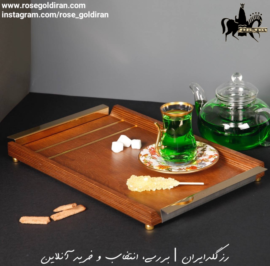سینی مستطیل چوبی کوچک طرح دو خط