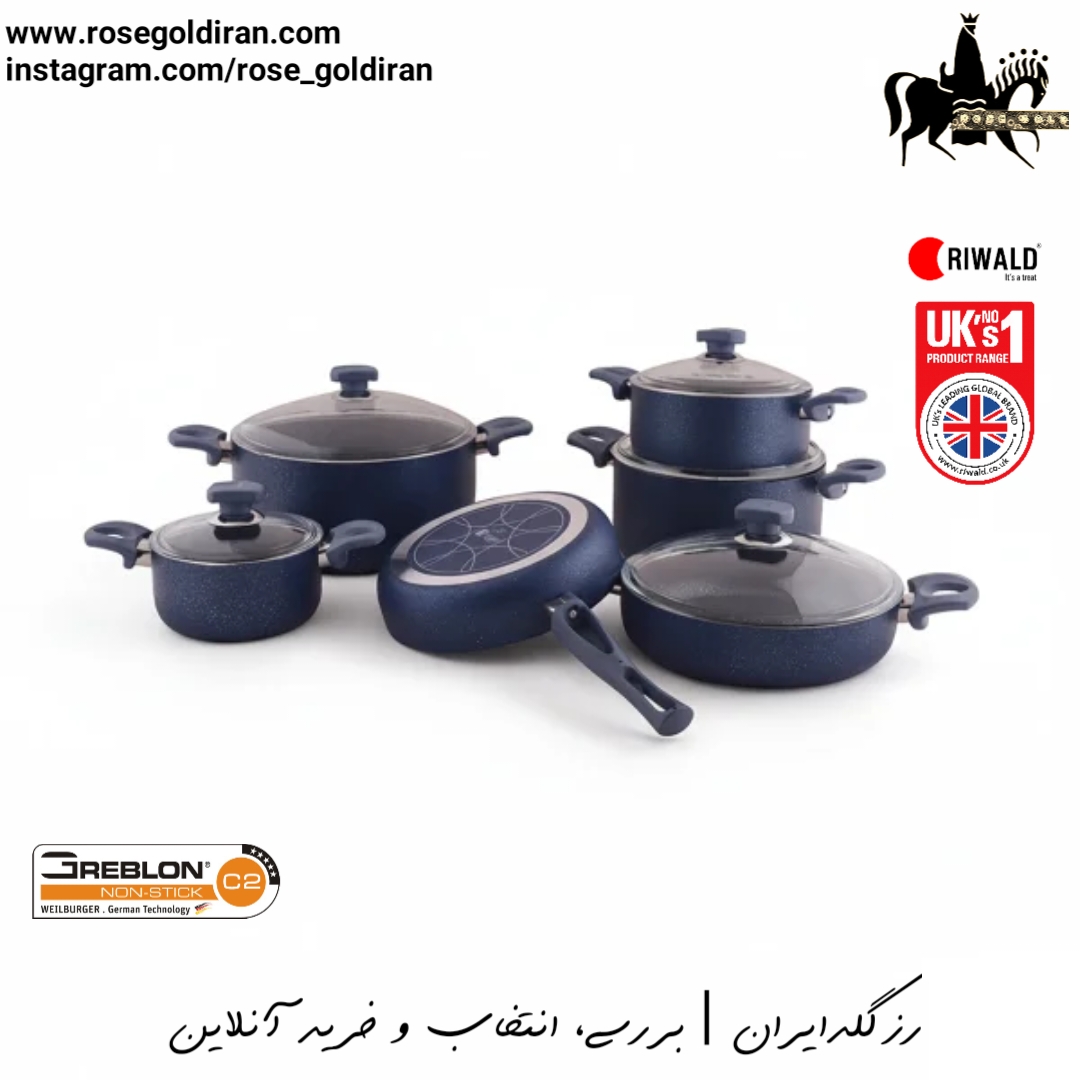 سرویس 11 پارچه نچسب ریوالد مدل یورک - آبی تیره