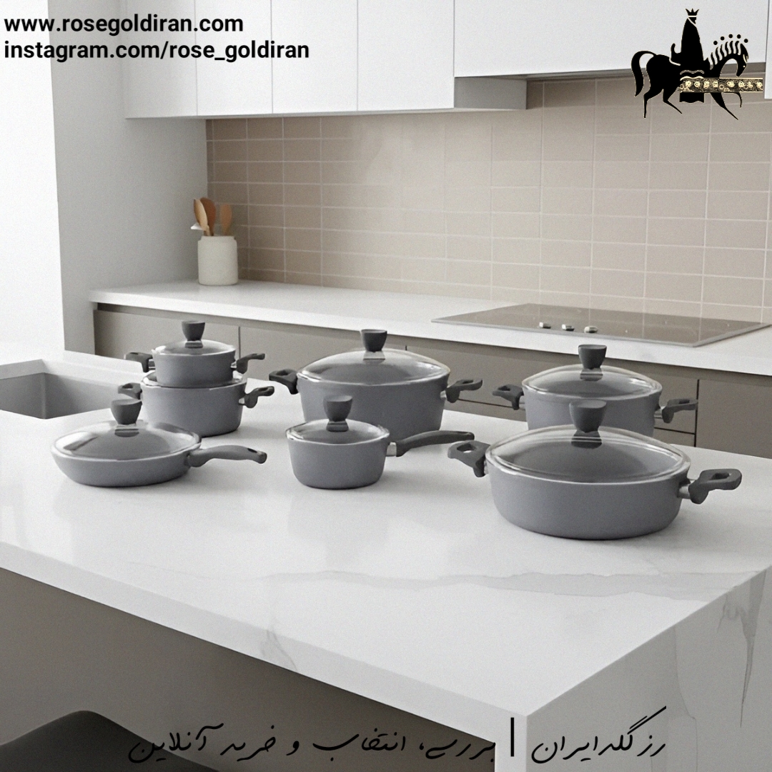 سرویس 14 پارچه نچسب ریوالد مدل پریستون - طوسی